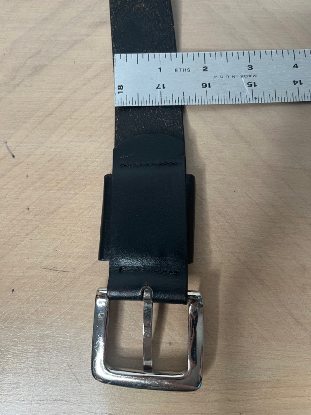 Wide Black Leather Men's Belt - Unbranded Size 36 - Picture 3 of 5